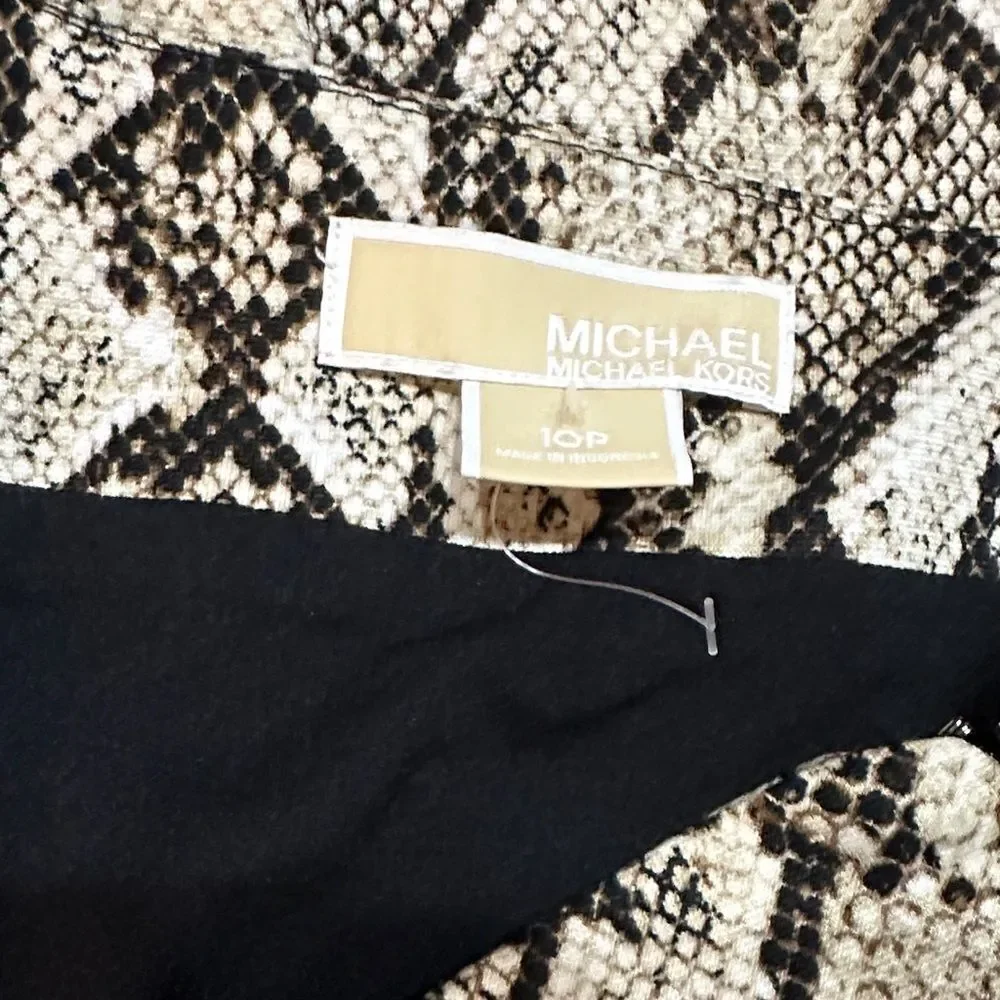 Michael Kors Snake Print Skirt w/ Gold Hip Zippers Size 10P